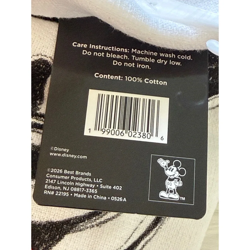 Disney Mickey Mouse Kitchen Towel White Cotton Sketch Graphic 15x25 New